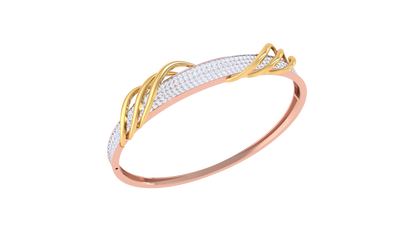 Twisted Wave Bracelet In Yellow Gold - 1.64 Ct Brilliant Round Diamonds