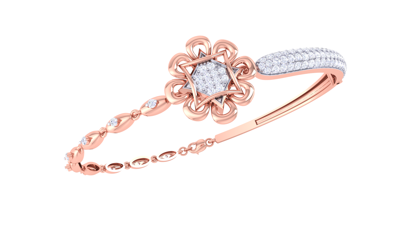Floral Embrace Bracelet In Gold – 0.95 Ct Square Cluster Diamonds