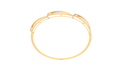 Wave Filigree Gold Bangle Bracelet - 0.77 Ct Diamond Accents