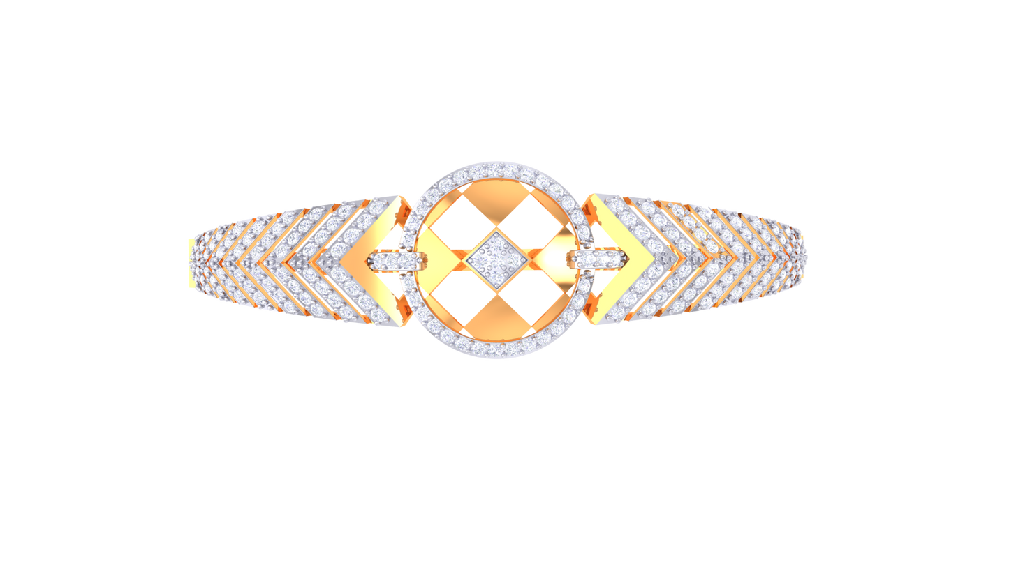 Regal Chevron Rose Gold Bracelet - 1.30 Ct Diamonds