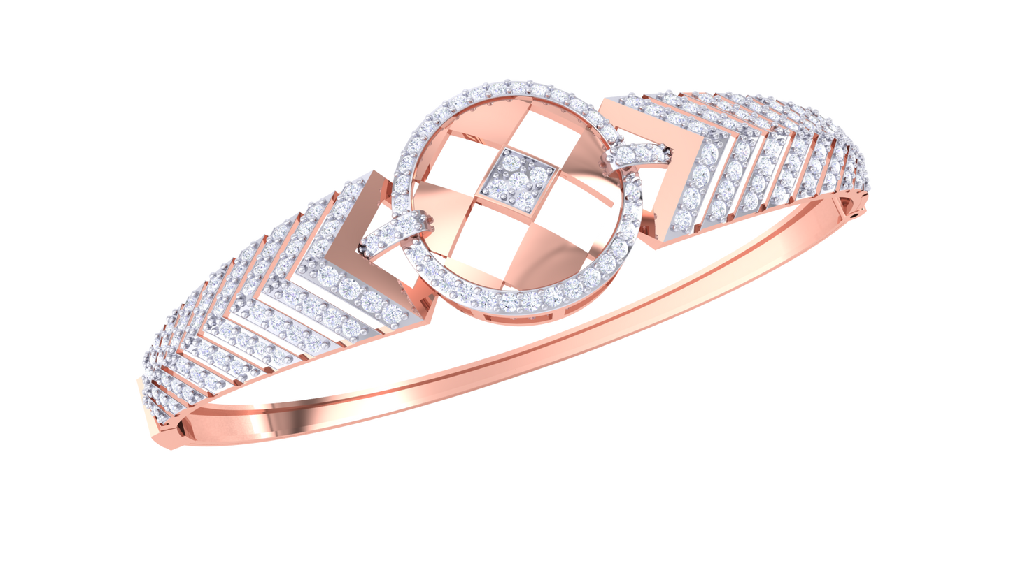 Regal Chevron Rose Gold Bracelet - 1.30 Ct Diamonds