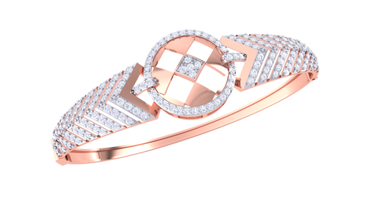 Regal Chevron Rose Gold Bracelet - 1.30 Ct Diamonds