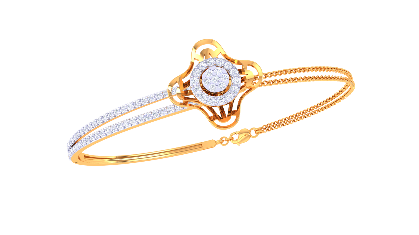 Petal Crest Bracelet In Lustrous Gold – 0.63 Ct Briliant Diamonds Cluster