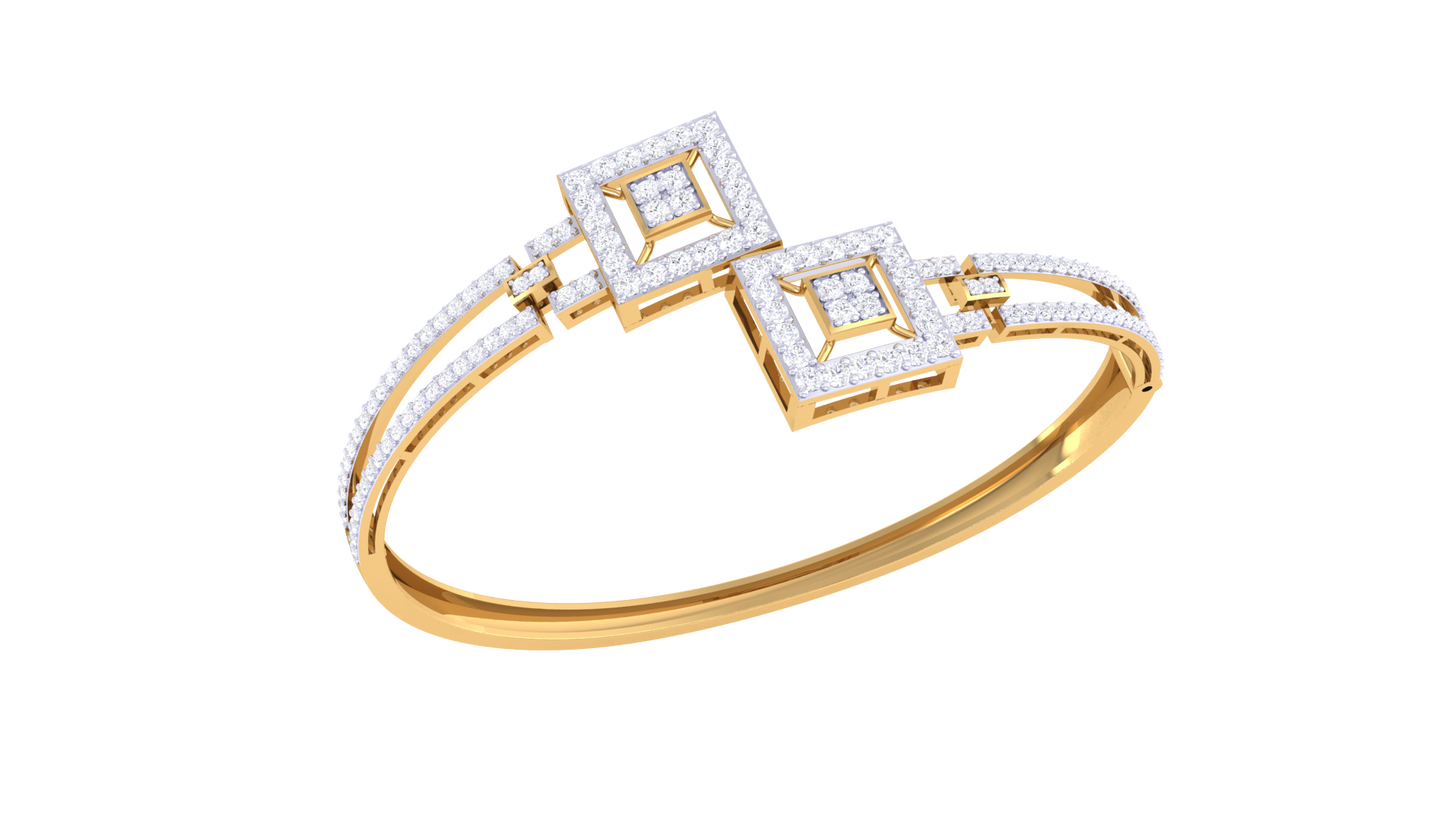 Squared Elegance Gold Bracelet - 0.73 Ct Diamond Highlights