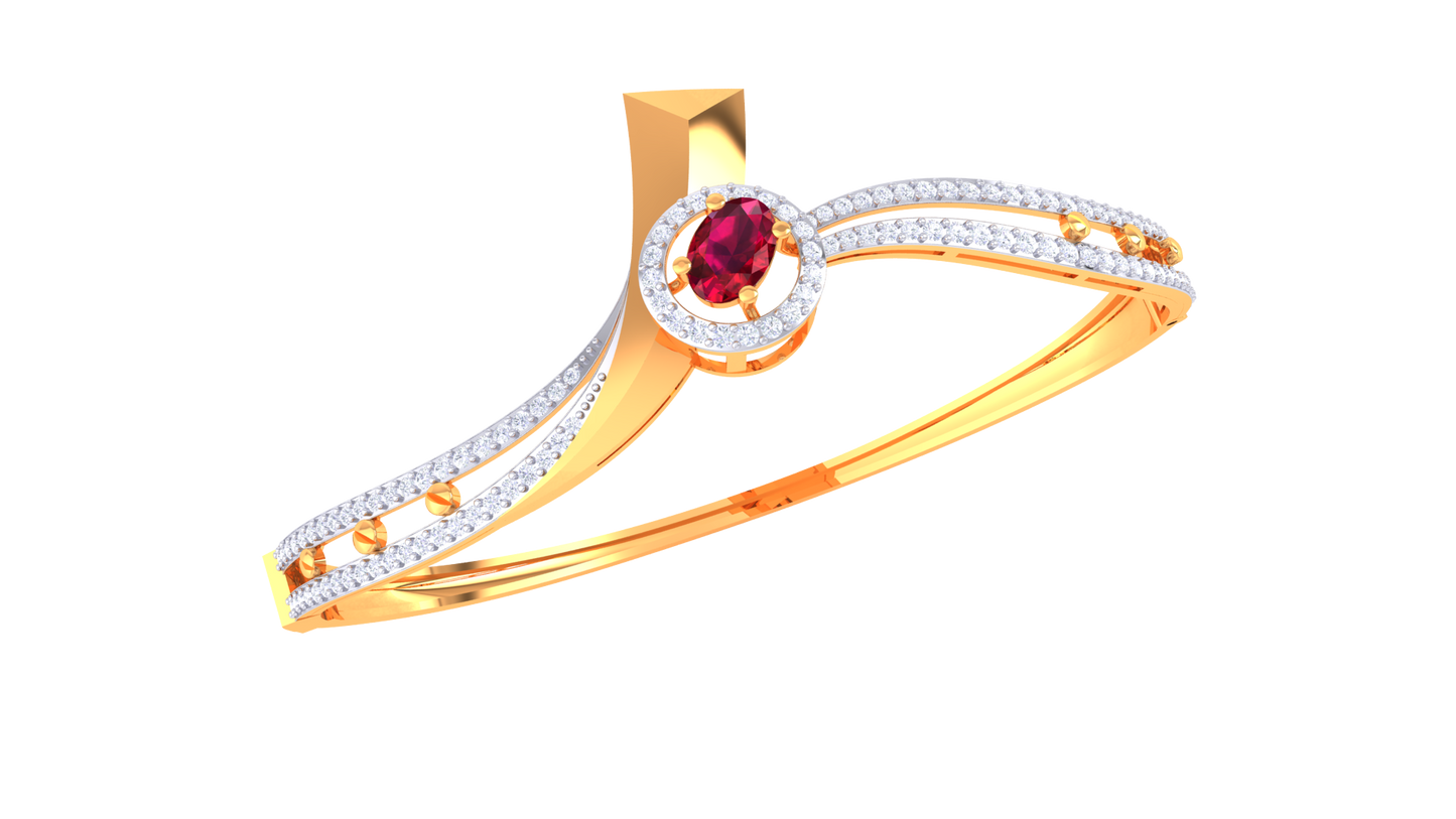 Crimson Crown Gold Bracelet - 0.81 Ct Pave Set Diamonds