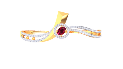 Crimson Crown Gold Bracelet - 0.81 Ct Pave Set Diamonds