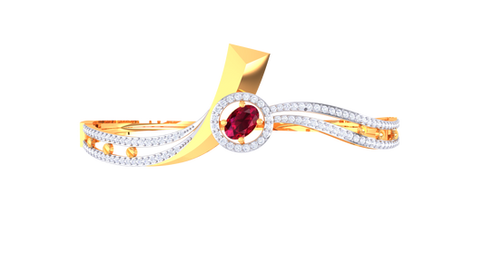 Crimson Crown Gold Bracelet - 0.81 Ct Pave Set Diamonds