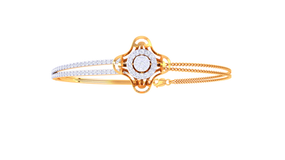Petal Crest Bracelet In Lustrous Gold – 0.63 Ct Briliant Diamonds Cluster