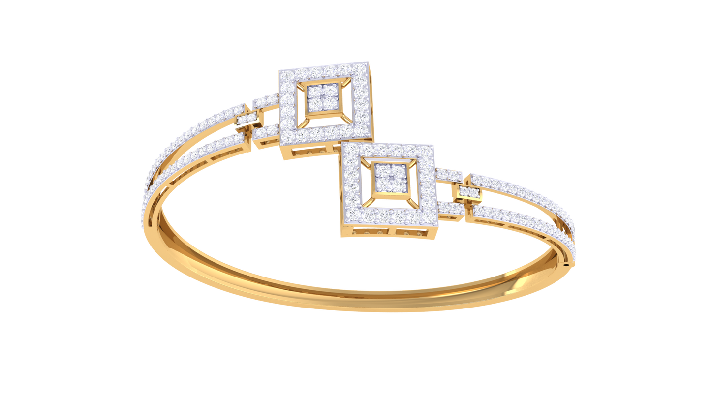 Squared Elegance Gold Bracelet - 0.73 Ct Diamond Highlights