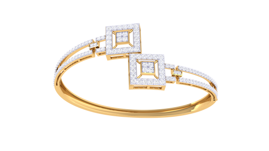 Squared Elegance Gold Bracelet - 0.73 Ct Diamond Highlights