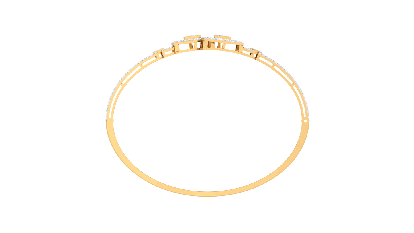 Squared Elegance Gold Bracelet - 0.73 Ct Diamond Highlights