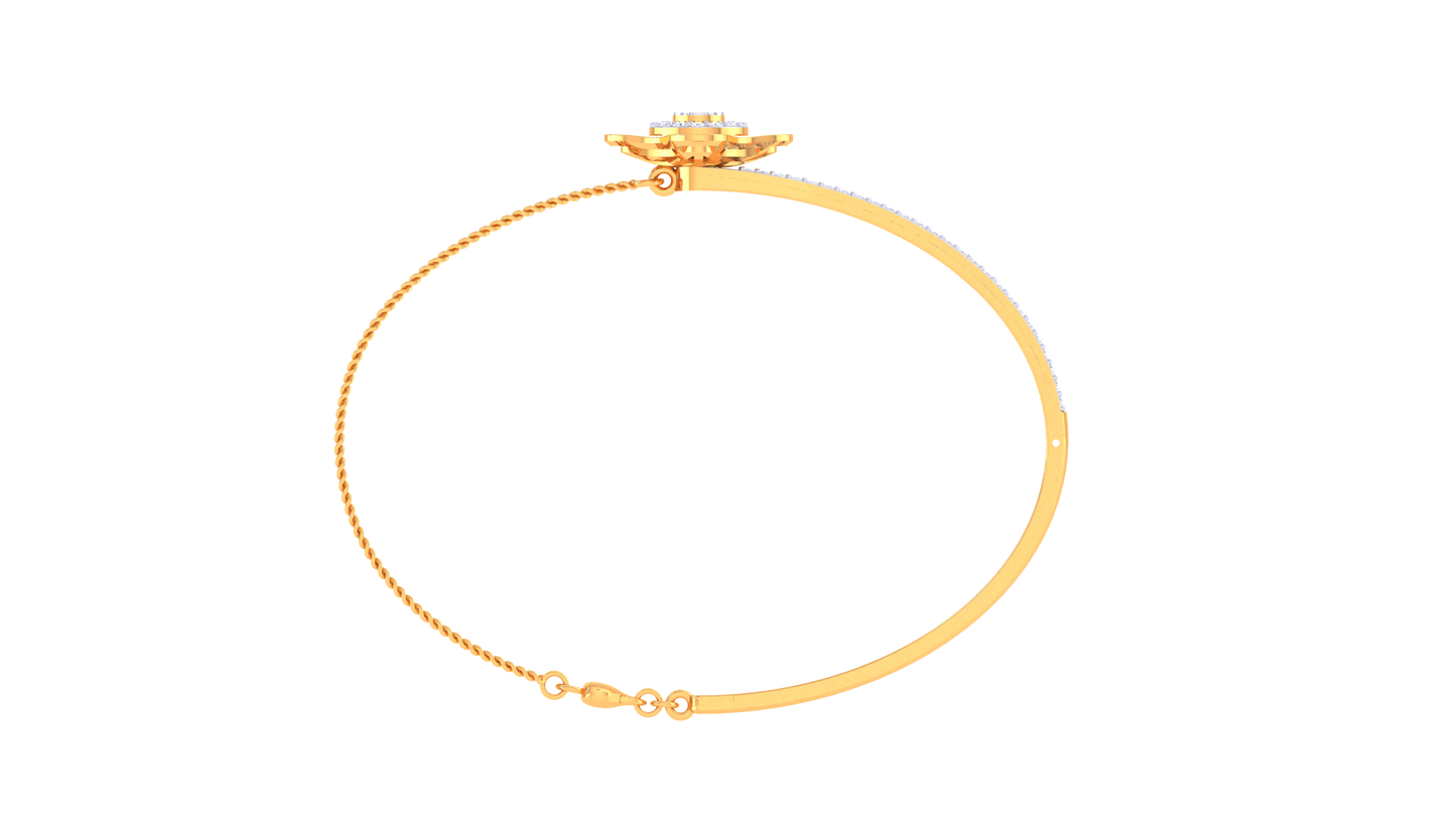 Petal Crest Bracelet In Lustrous Gold – 0.63 Ct Briliant Diamonds Cluster