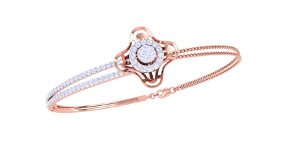 Petal Crest Bracelet In Lustrous Gold – 0.63 Ct Briliant Diamonds Cluster