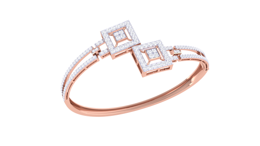 Squared Elegance Gold Bracelet - 0.73 Ct Diamond Highlights