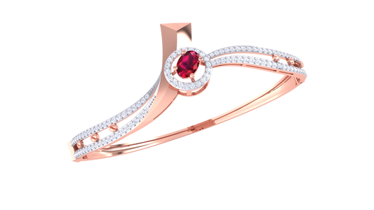 Crimson Crown Gold Bracelet - 0.81 Ct Pave Set Diamonds