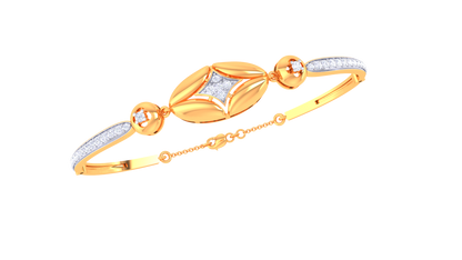 Golden Oval & Round Harmony Bracelet - 0.51 Ct Pave Set Diamonds