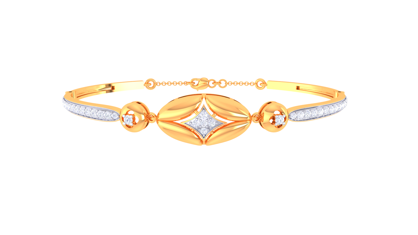 Golden Oval & Round Harmony Bracelet - 0.51 Ct Pave Set Diamonds