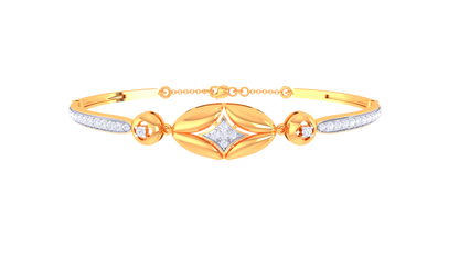 Golden Oval & Round Harmony Bracelet - 0.51 Ct Pave Set Diamonds