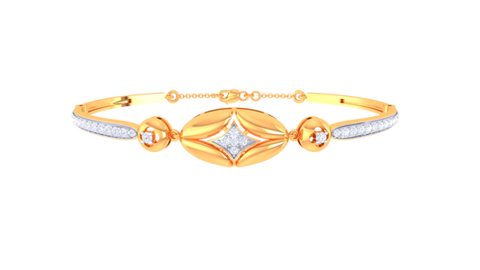 Golden Oval & Round Harmony Bracelet - 0.51 Ct Pave Set Diamonds