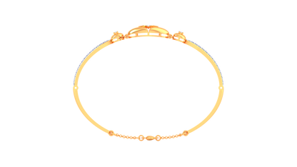 Golden Oval & Round Harmony Bracelet - 0.51 Ct Pave Set Diamonds