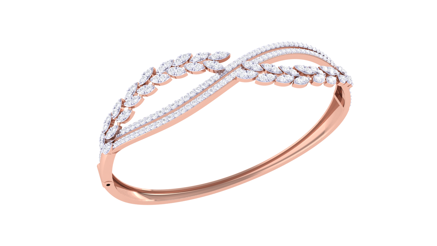 Leafwave Bracelet In Rose Gold - 1.53 Ct Diamond Embellishment