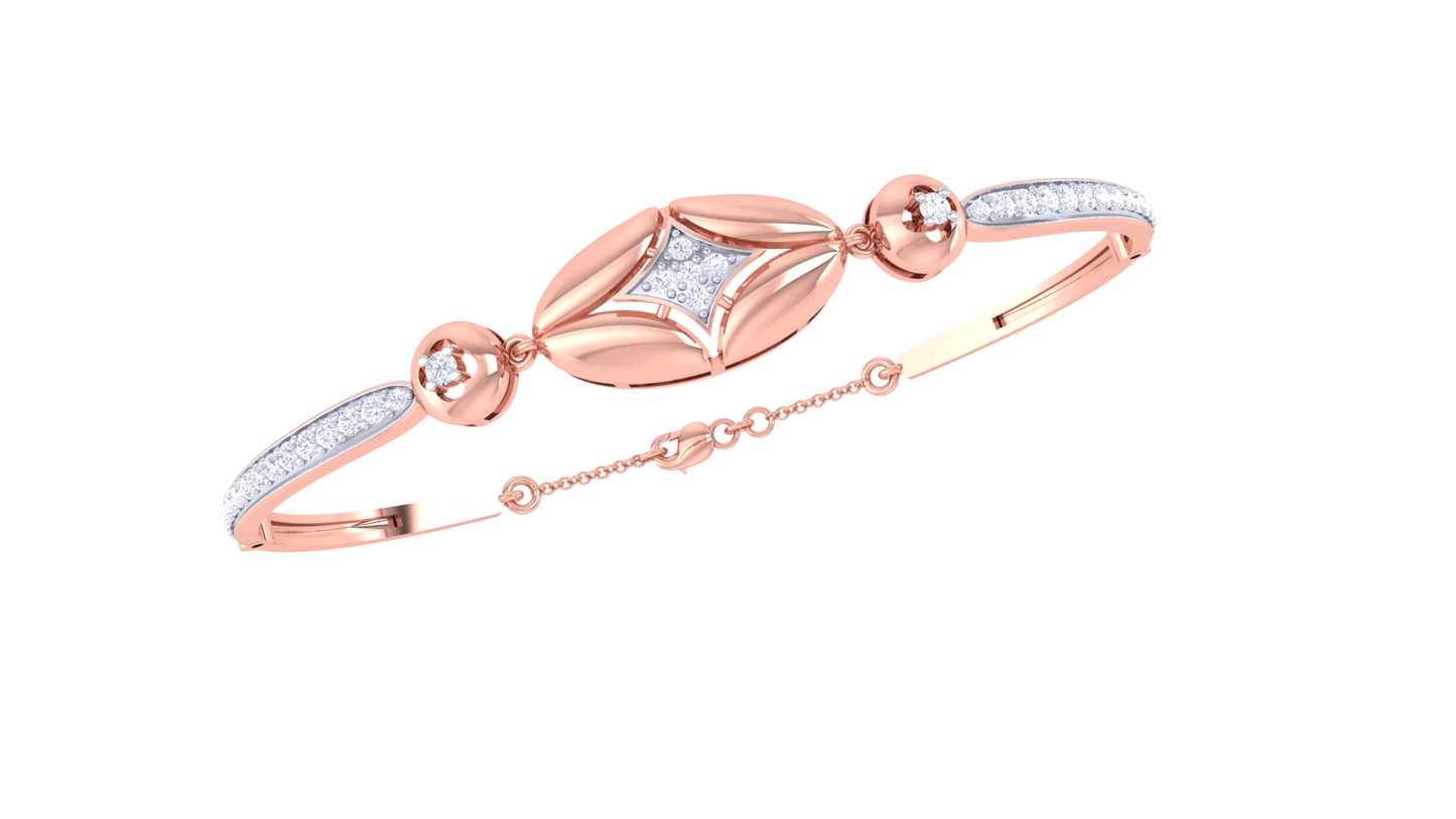 Golden Oval & Round Harmony Bracelet - 0.51 Ct Pave Set Diamonds