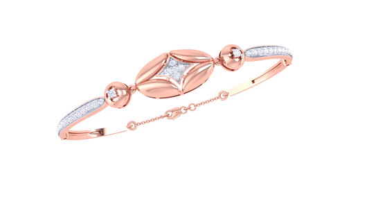 Golden Oval & Round Harmony Bracelet - 0.51 Ct Pave Set Diamonds