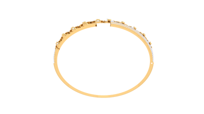 Floral Symphony Gold Bangle Bracelet - 1.23 Ct Brilliant Cut Diamonds