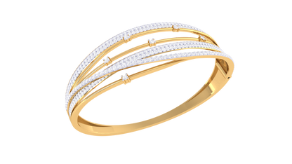 Interlace Elegance Gold Bangle Bracelet - 2.24 Ct Diamond Embellishments
