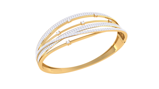 Interlace Elegance Gold Bangle Bracelet - 2.24 Ct Diamond Embellishments