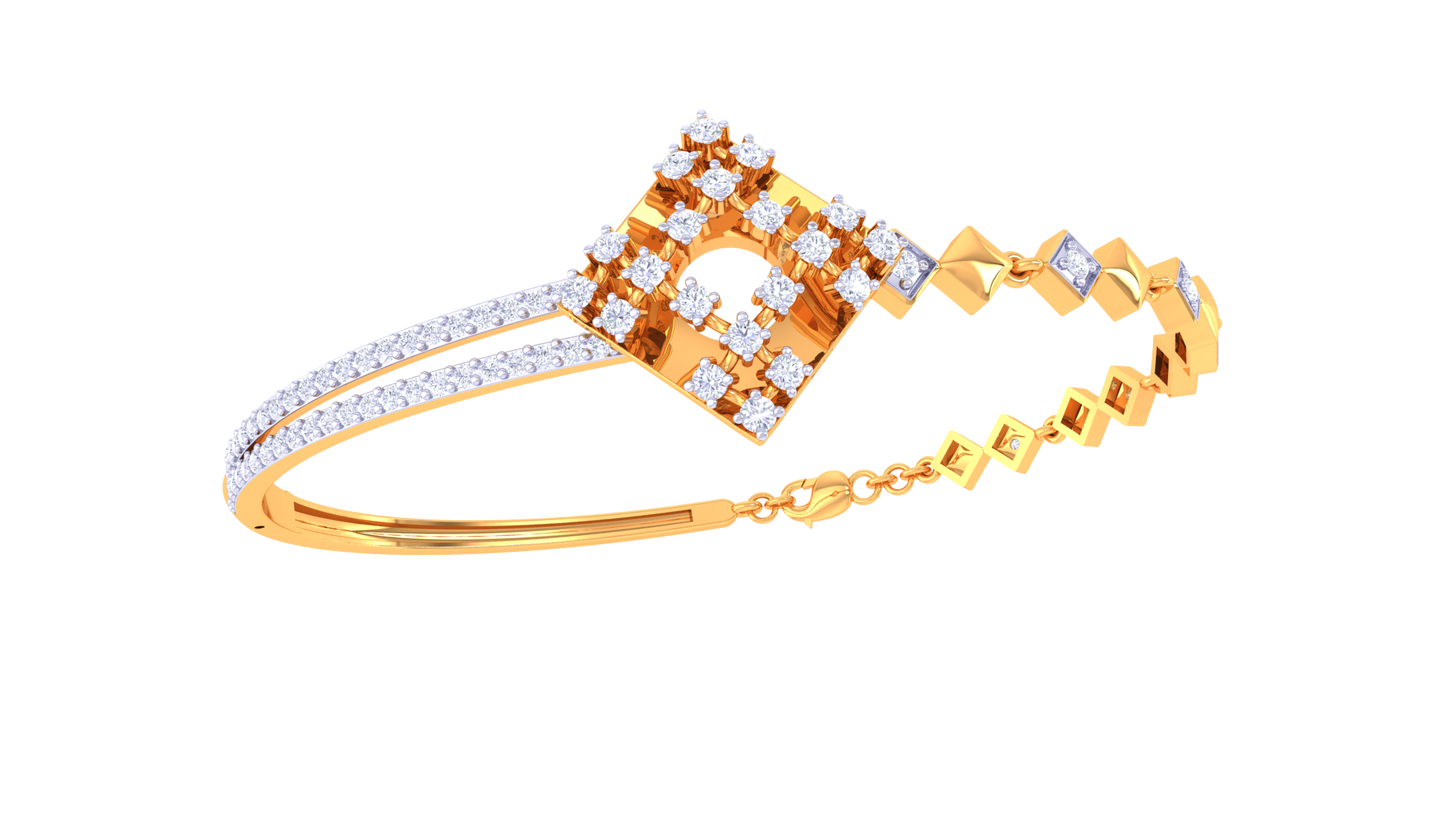 Geometric Grace Gold Bracelet - 0.78 Ct Brilliant Cut Diamonds