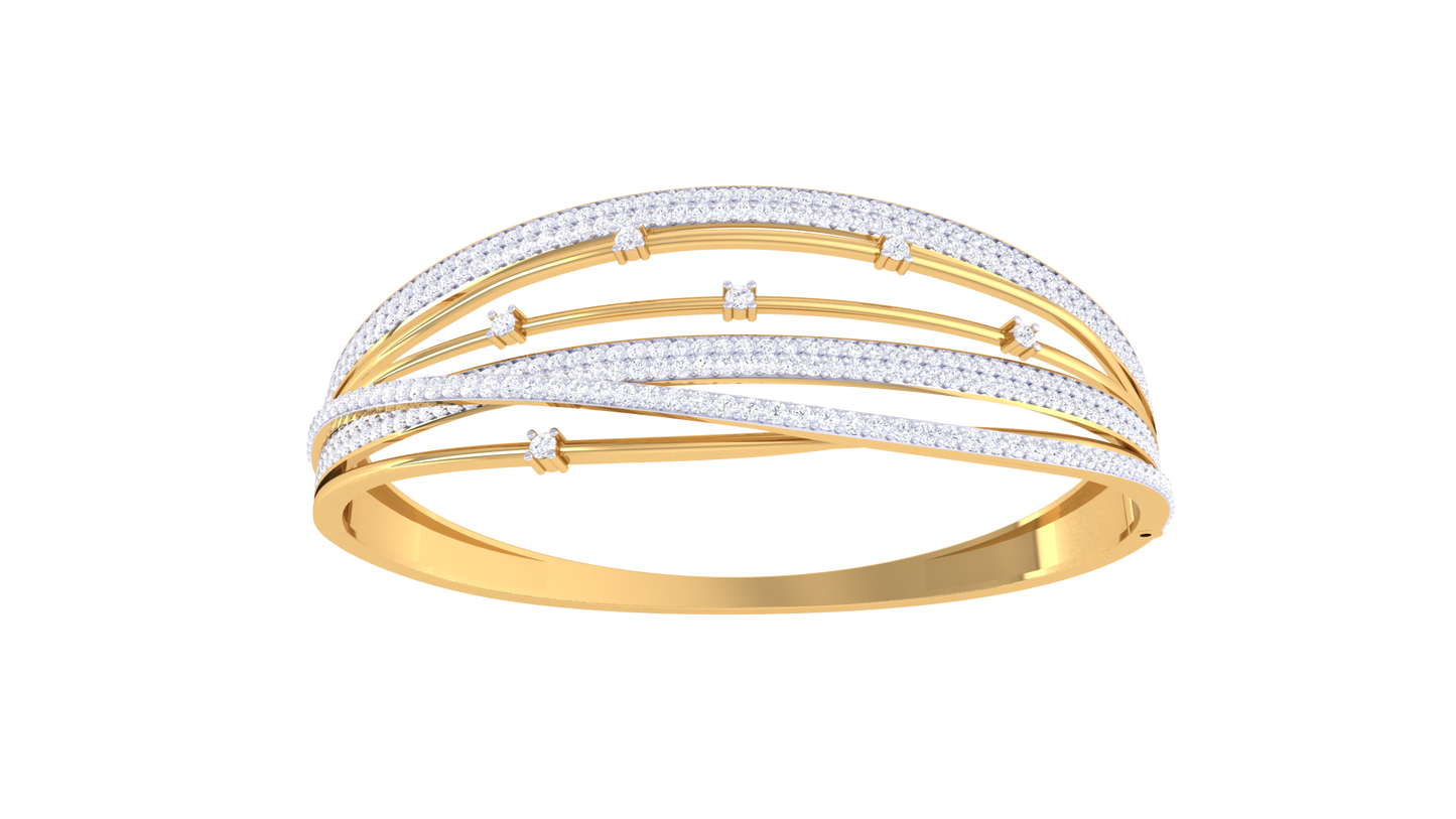 Interlace Elegance Gold Bangle Bracelet - 2.24 Ct Diamond Embellishments