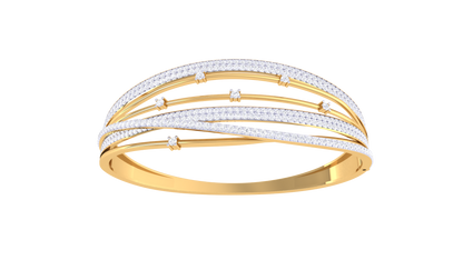 Interlace Elegance Gold Bangle Bracelet - 2.24 Ct Diamond Embellishments