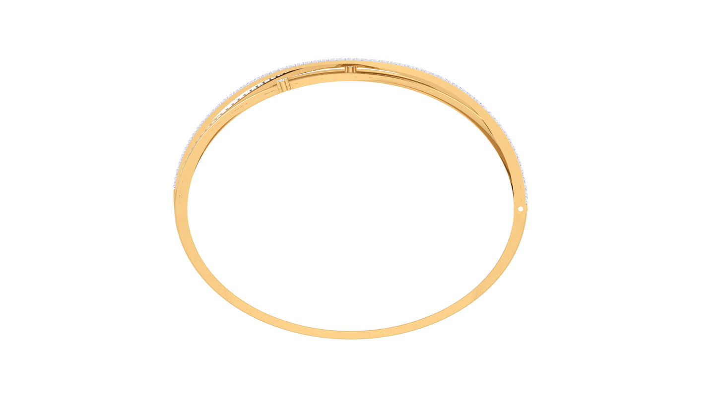 Interlace Elegance Gold Bangle Bracelet - 2.24 Ct Diamond Embellishments