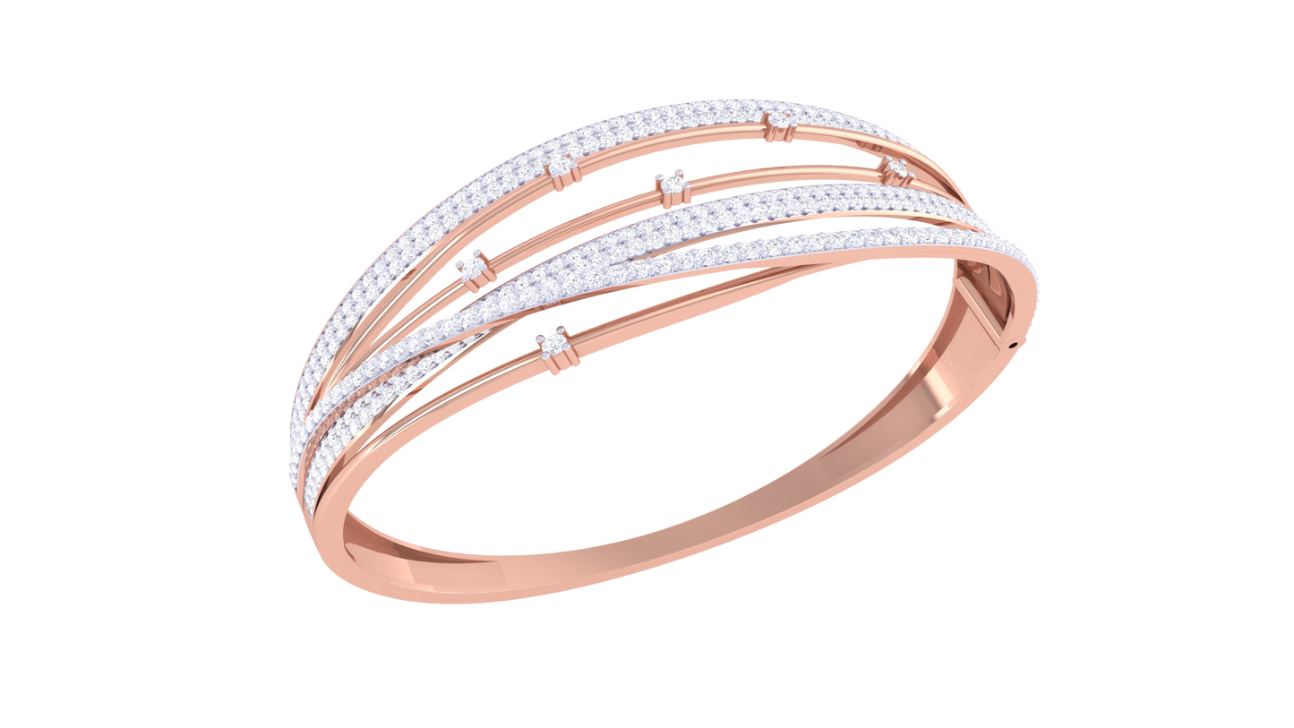 Interlace Elegance Gold Bangle Bracelet - 2.24 Ct Diamond Embellishments