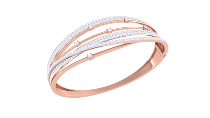 Interlace Elegance Gold Bangle Bracelet - 2.24 Ct Diamond Embellishments