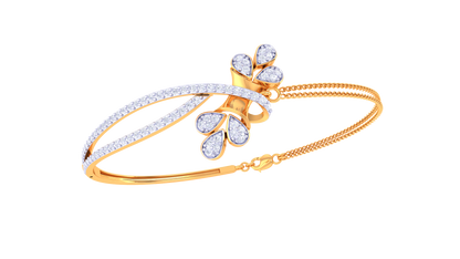 Floral Radiance Dual Band Gold Bracelet - 0.72 Ct Hand Set Diamonds