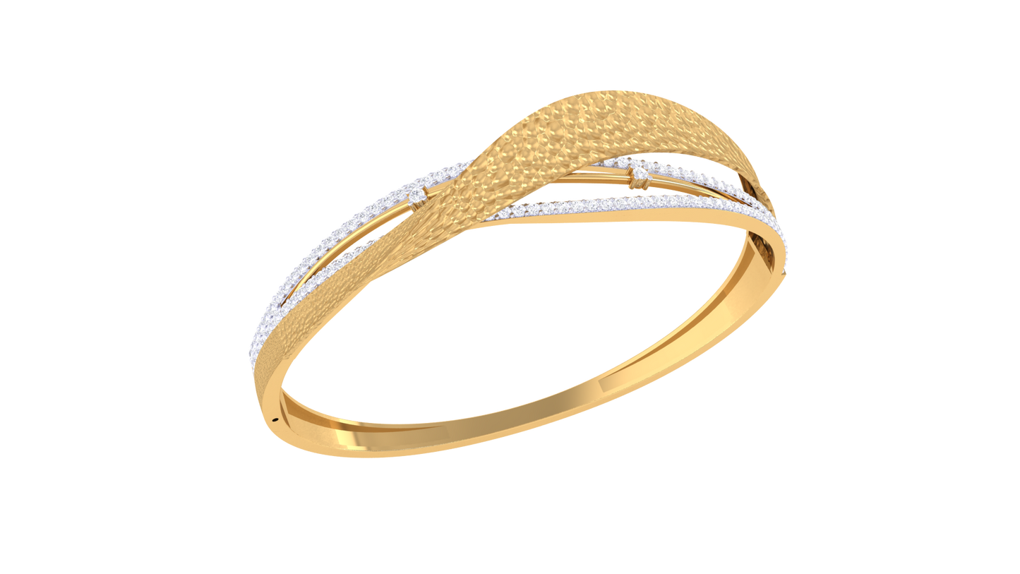 Twilight Harmony Gold and Silver Bangle - 1.00 Ct Sparking Diamonds