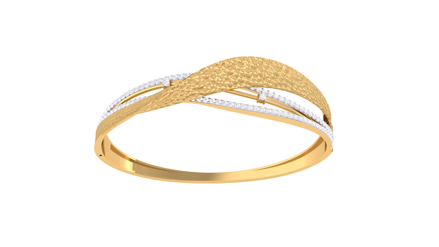 Twilight Harmony Gold and Silver Bangle - 1.00 Ct Sparking Diamonds