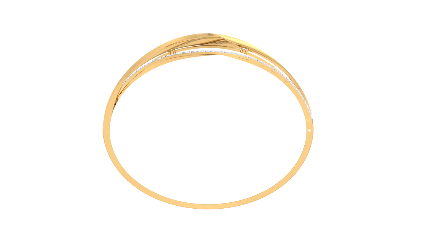 Twilight Harmony Gold and Silver Bangle - 1.00 Ct Sparking Diamonds