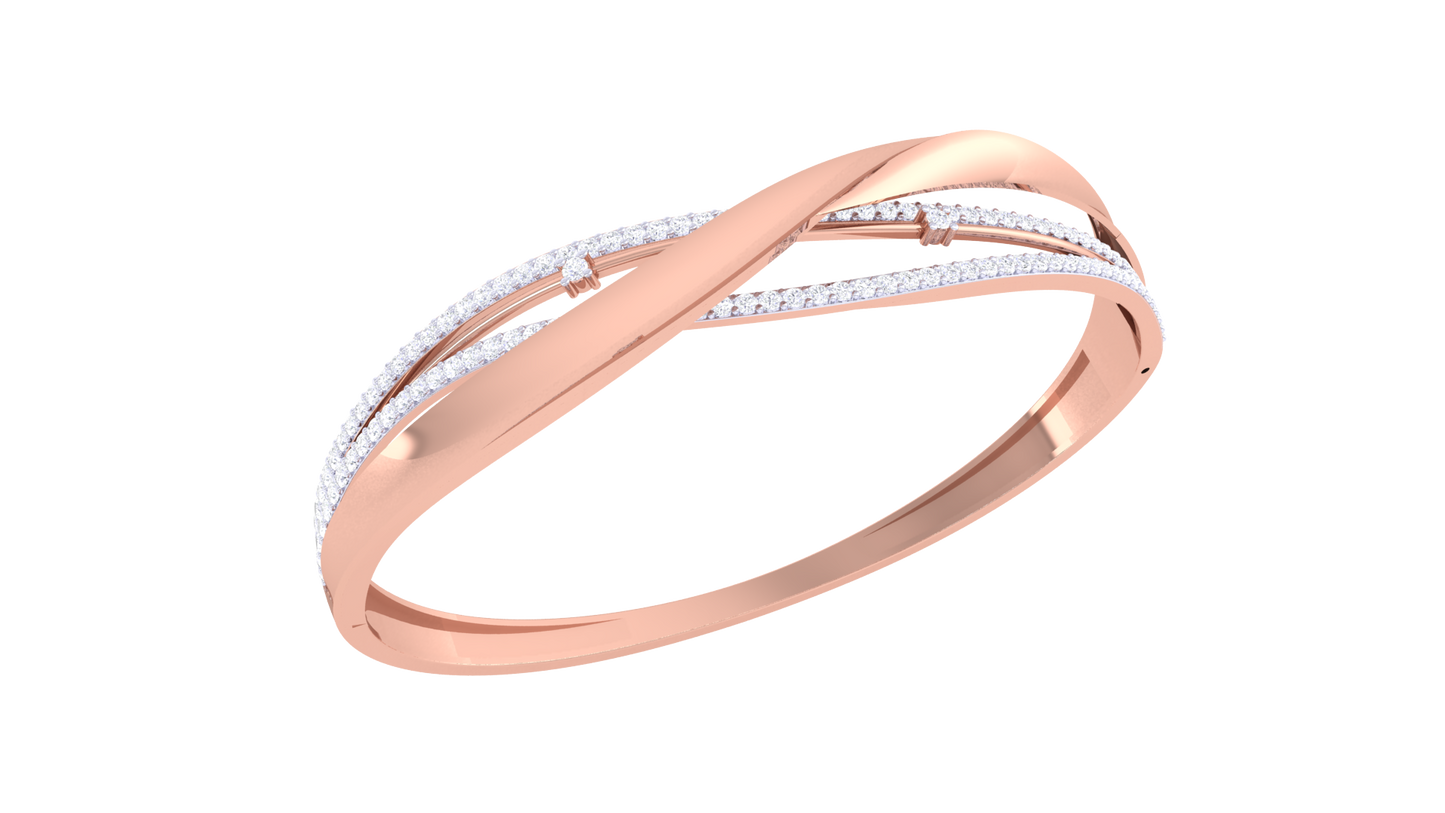 Twilight Harmony Gold and Silver Bangle - 1.00 Ct Sparking Diamonds