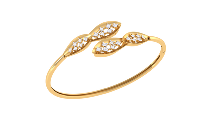 Trio Leaf Bracelet In Rich Gold- 0.34 Ct Brilliant Cut Diamonds