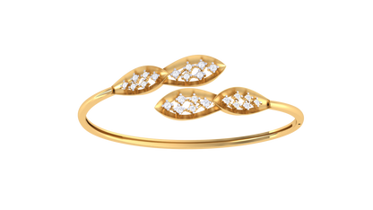 Trio Leaf Bracelet In Rich Gold- 0.34 Ct Brilliant Cut Diamonds