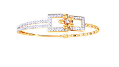 Floral Frame Yellow Gold Bracelet - 1.04 Ct Hand Set Diamonds