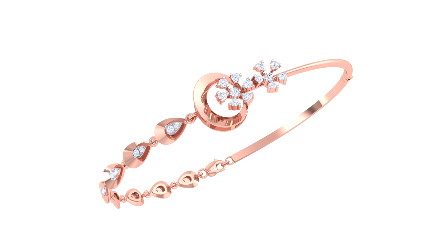 Golden Petal Pathway Bracelet - 0.88 Ct Diamonds