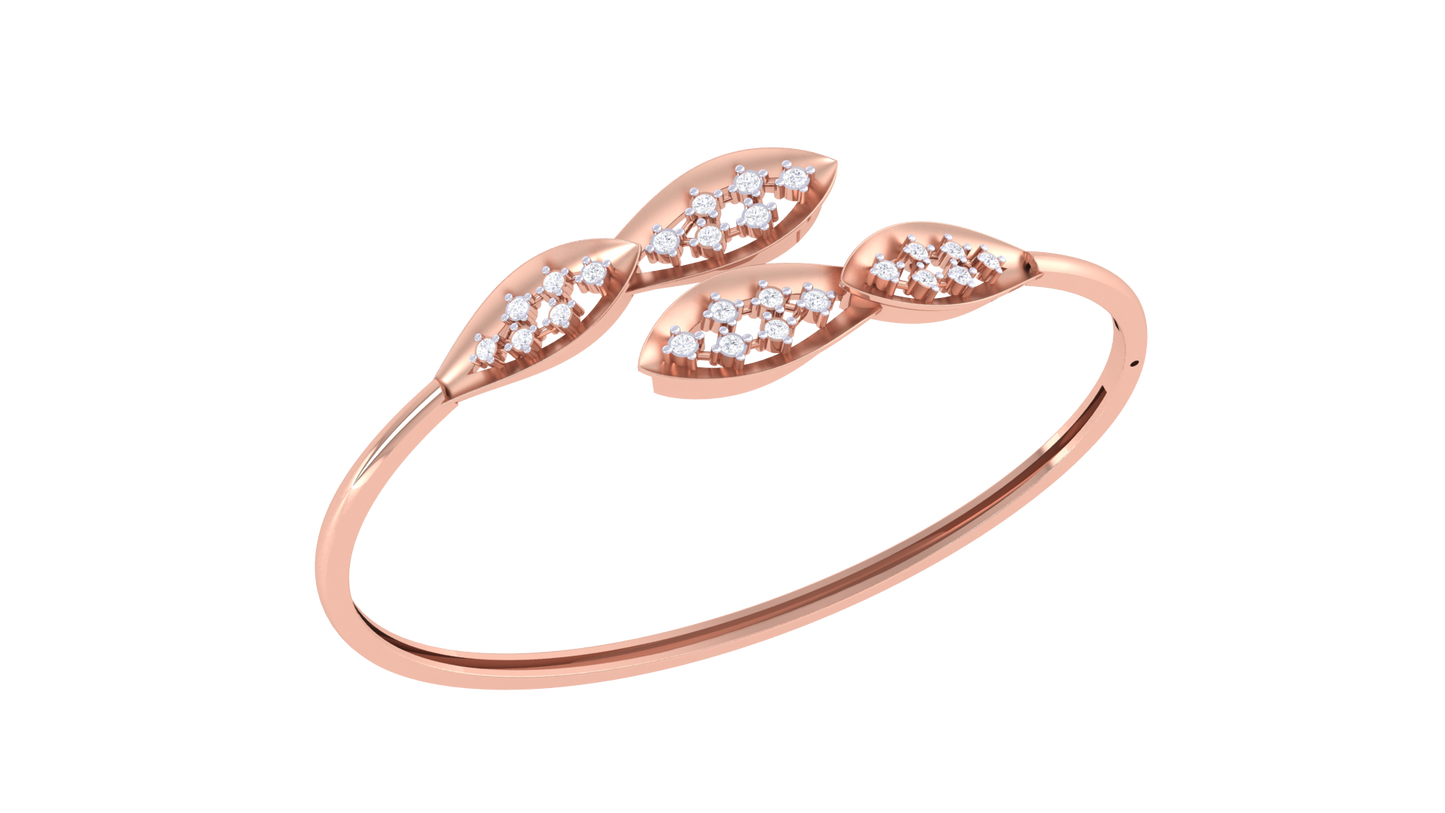 Trio Leaf Bracelet In Rich Gold- 0.34 Ct Brilliant Cut Diamonds