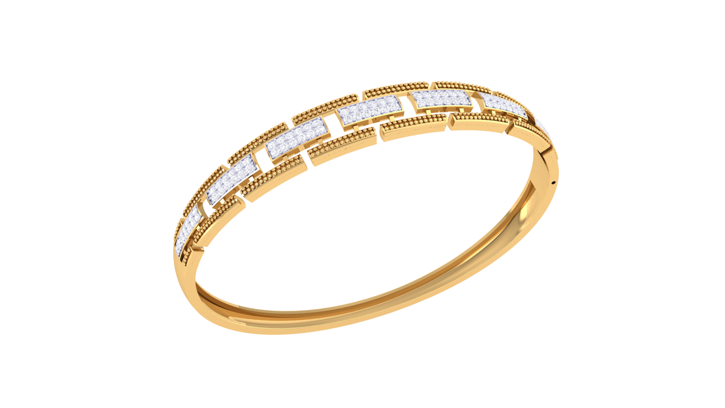 Regal Grid Gold Bracelet - 0.59 Ct Sparking Diamond Panels