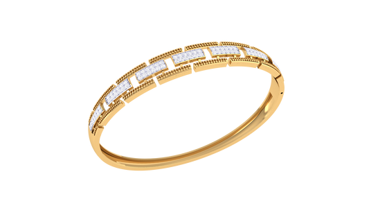 Regal Grid Gold Bracelet - 0.59 Ct Sparking Diamond Panels