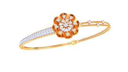 Bloomline Elegance Gold Bracelet With Dual-Band Floral Motif - 0.52 Ct Diamonds