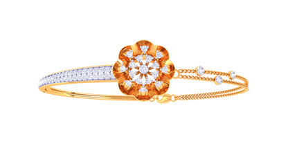Bloomline Elegance Gold Bracelet With Dual-Band Floral Motif - 0.52 Ct Diamonds